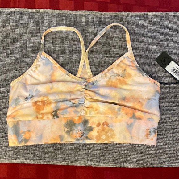 SAVVI ADDY SM Spaghetti Strap RACERBACK Floral Pattern Sports Bra - Picture 2 of 8